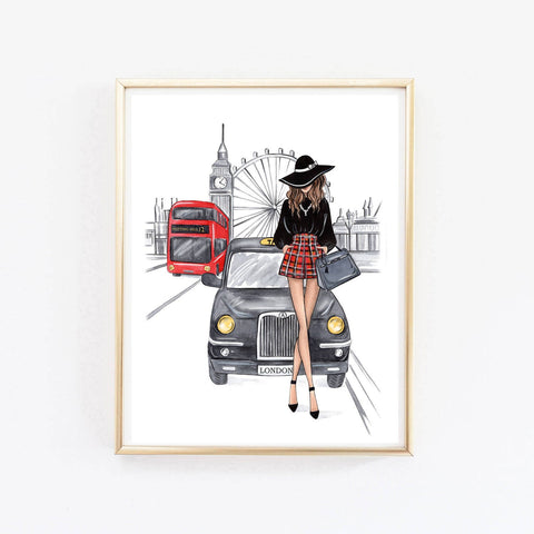 Summer shopping girl art print fashion illustration – Lalana Arts