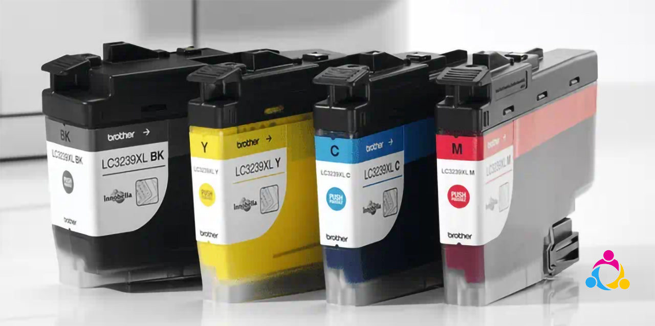 Verschillende kleuren Brother inktcartridges voor printers