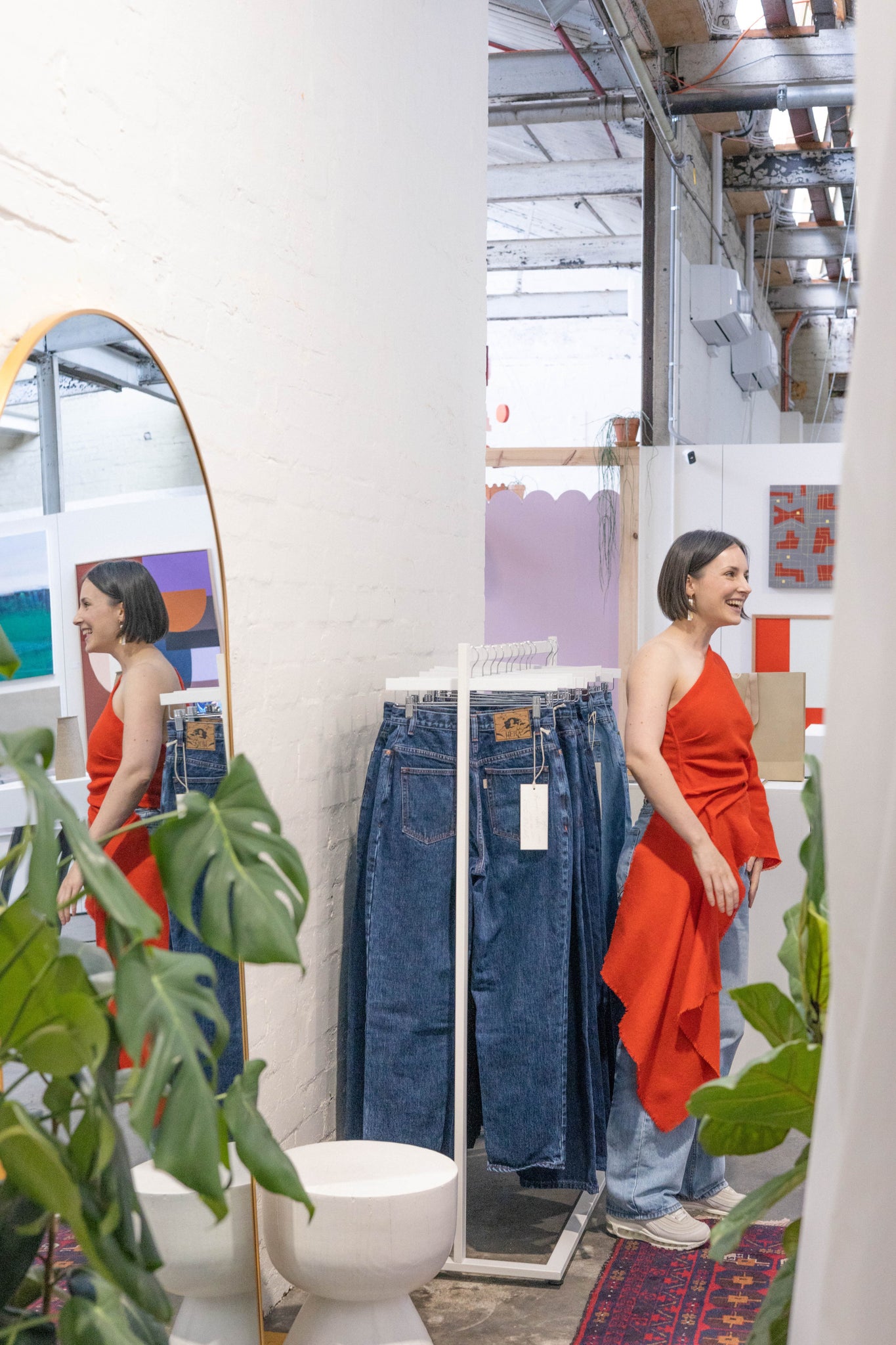 Women shopping at the HERA Denim's pop-up shop in Newtown Geelong