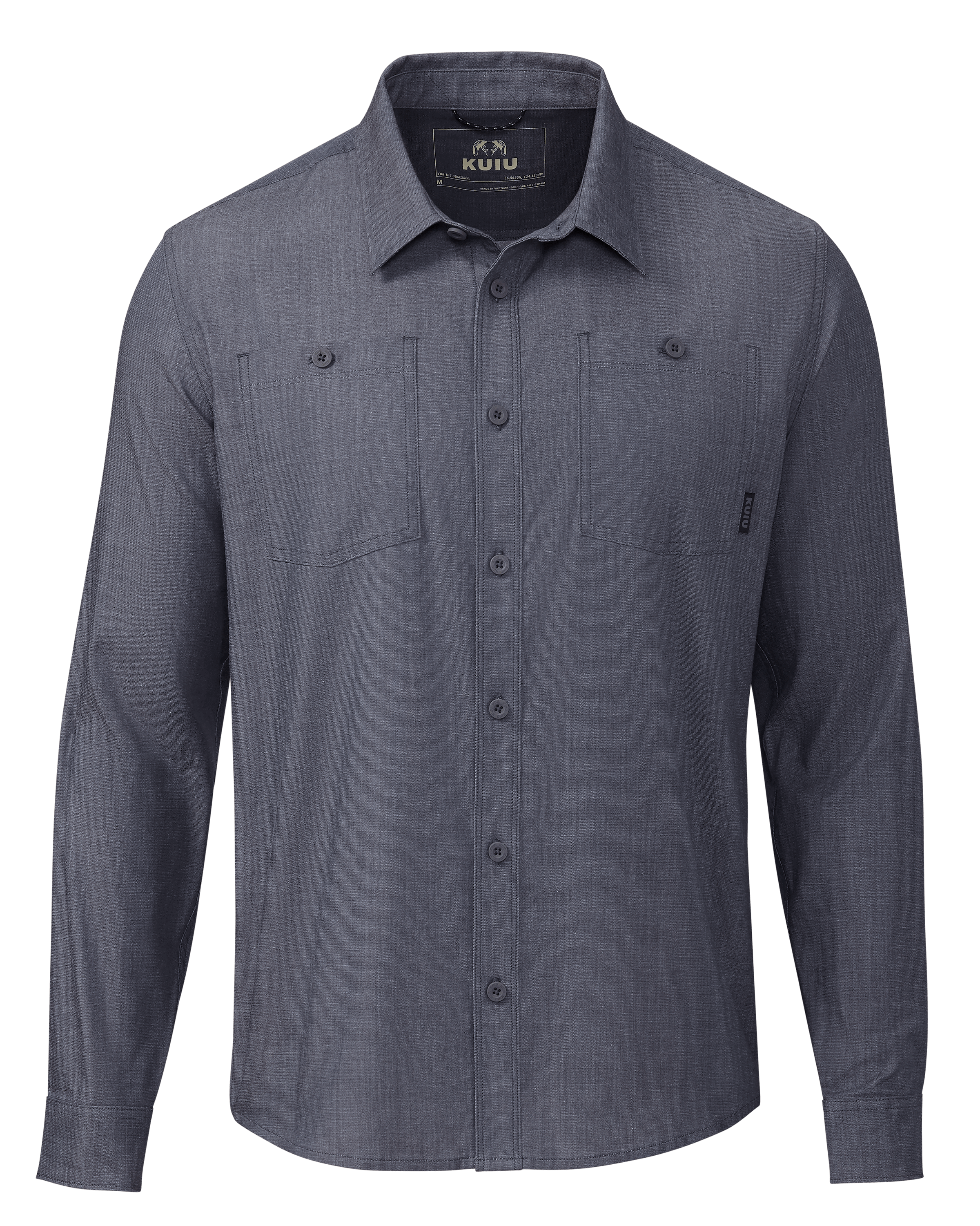 KUIU Terrace Long Sleeves Hunting Shirt in Steel Blue Chambray | Size 3XL