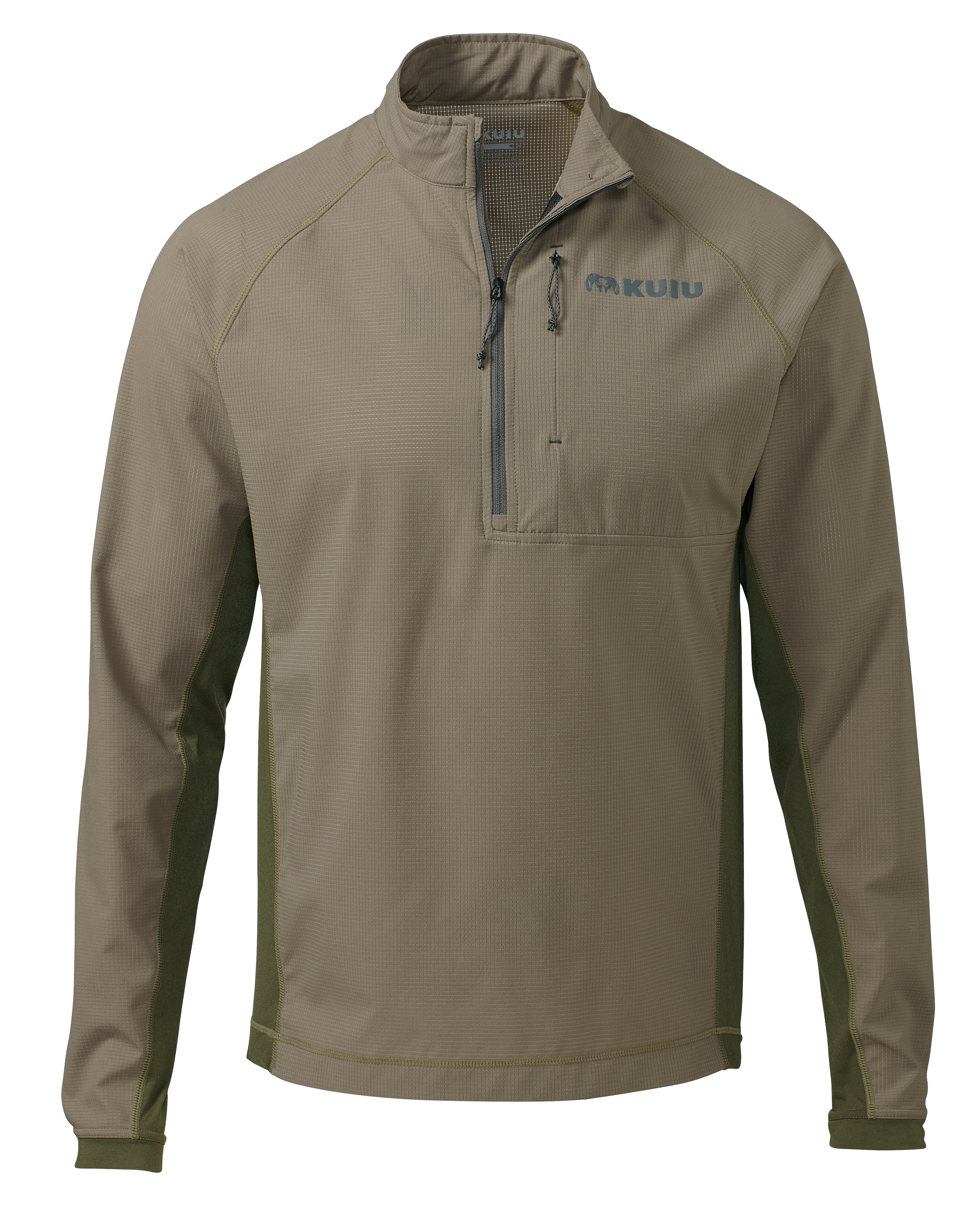 KUIU Outlet ULTRA Tiburon Hybrid Zip Hunting Shirt in Khaki | Size Medium