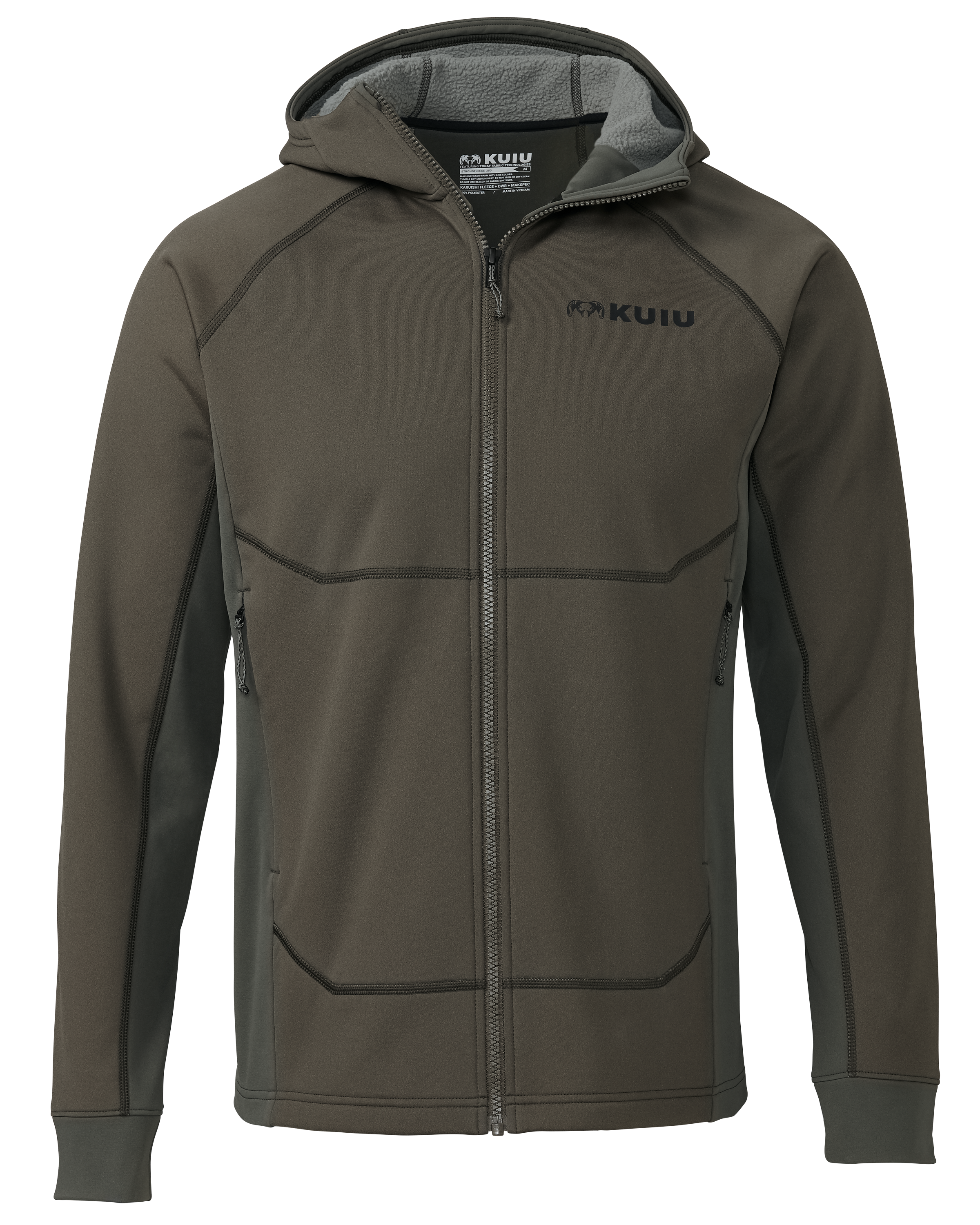 KUIU Outlet StrongFleece Hybrid 280 Full Zip Hunting Hoodie 2020 in Ash | Size 3XL