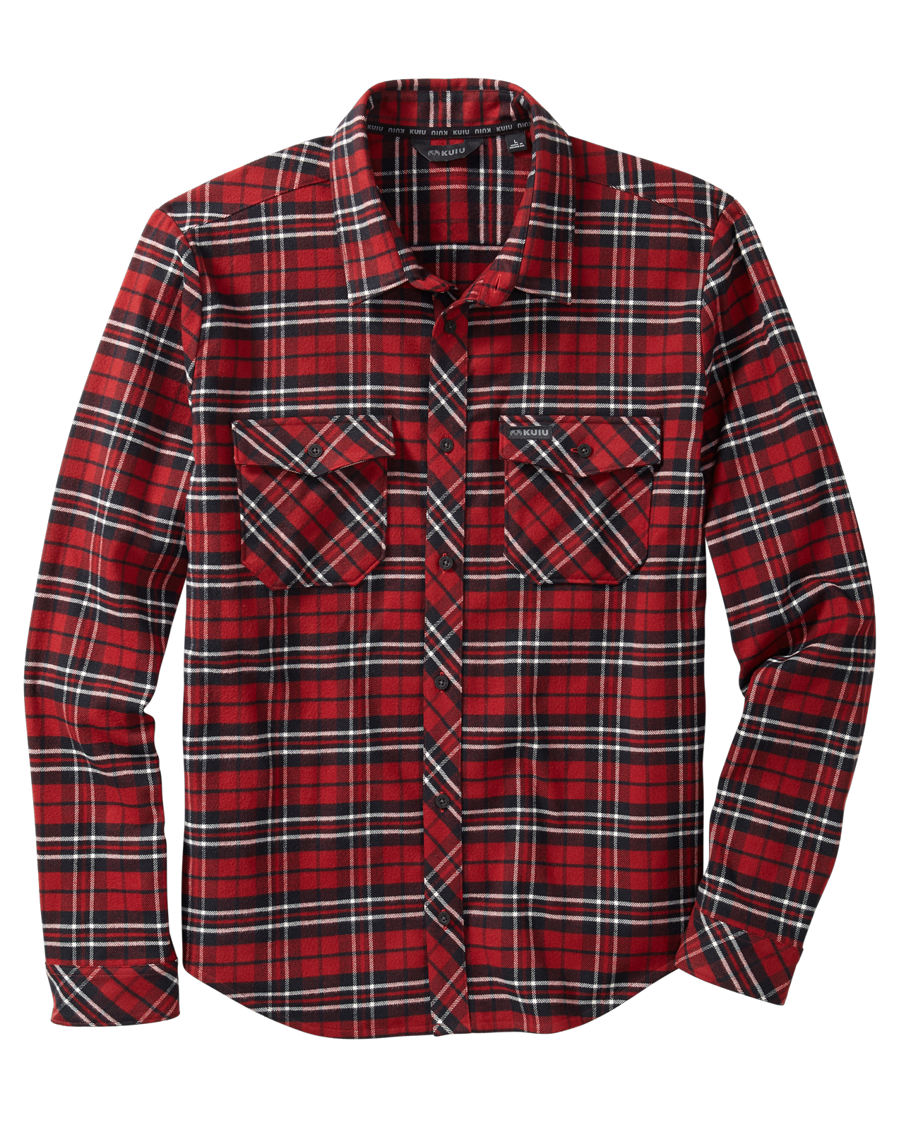 KUIU Outlet HW Plaid Flannel Shirt in Red Plaid | Size Medium