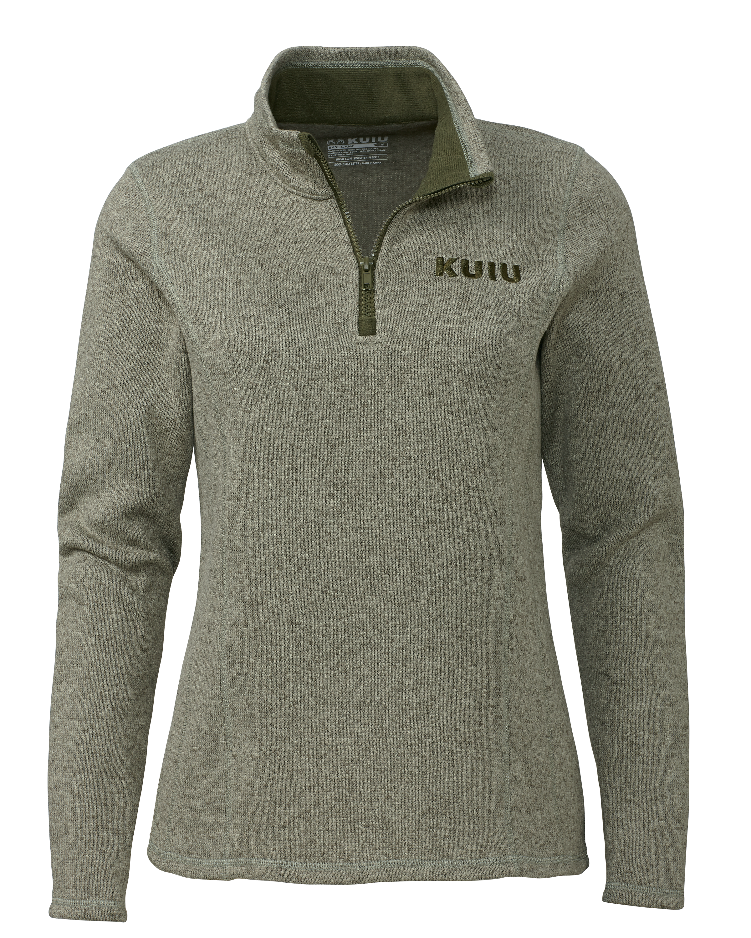 KUIU Outlet Women's Base Camp Pullover Sweater in Heather Olive | Size XL