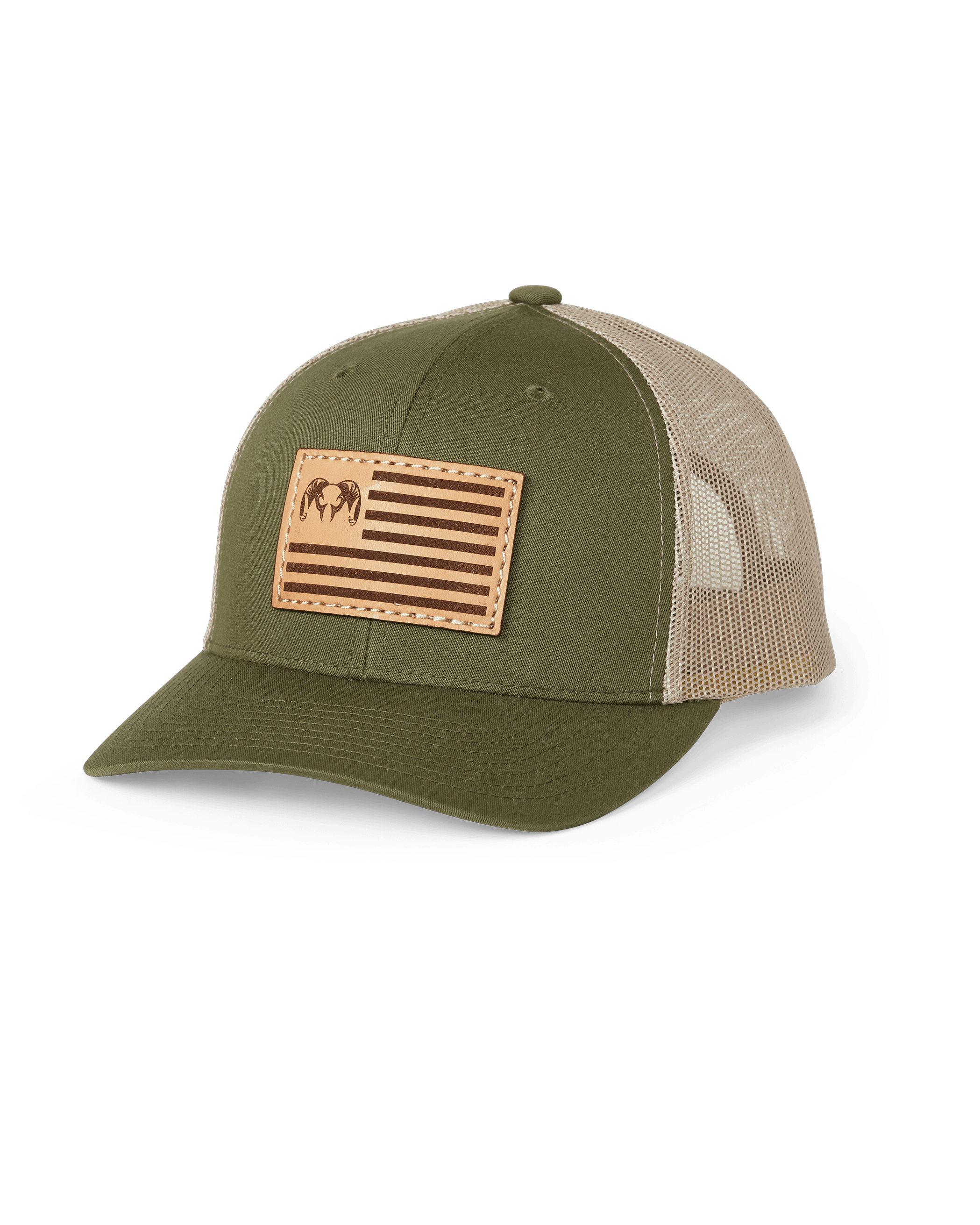 KUIU Patriot Ram Flag Trucker Hat in Moss/Khaki