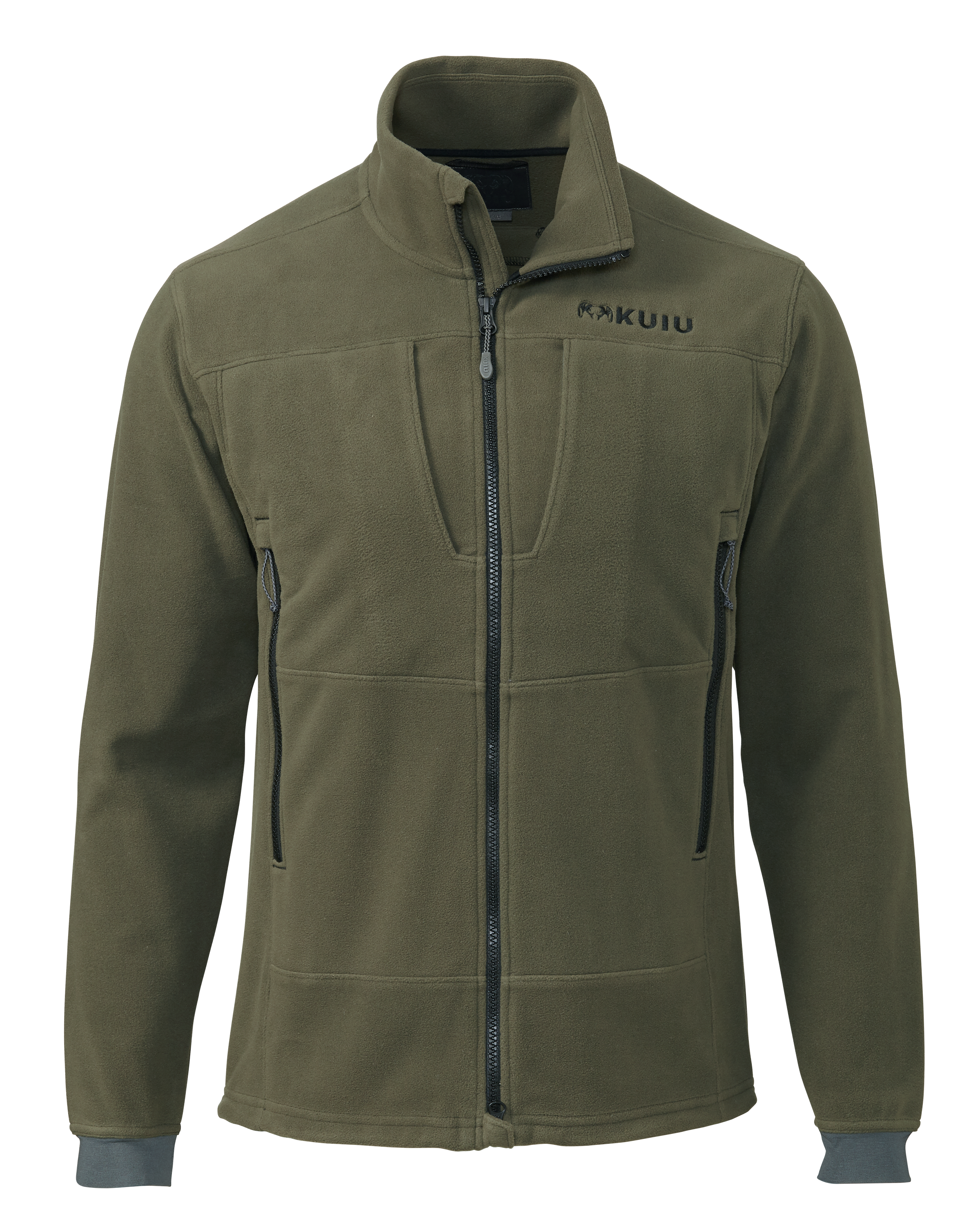 KUIU Wind Pro Fleece Full Zip Hunting Jacket in Olive | Large