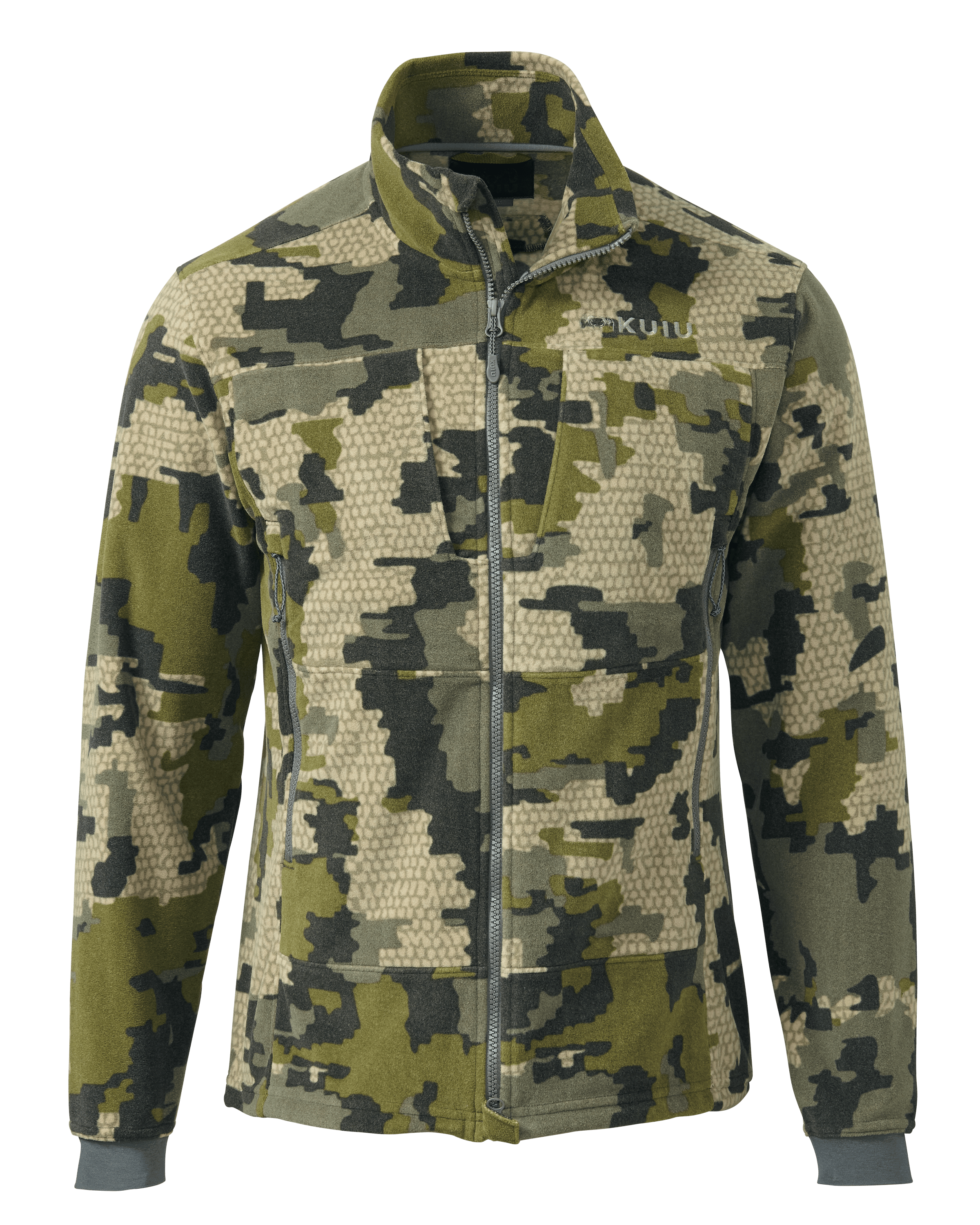 KUIU Wind Pro Fleece Full Zip Hunting Jacket in Verde | Large