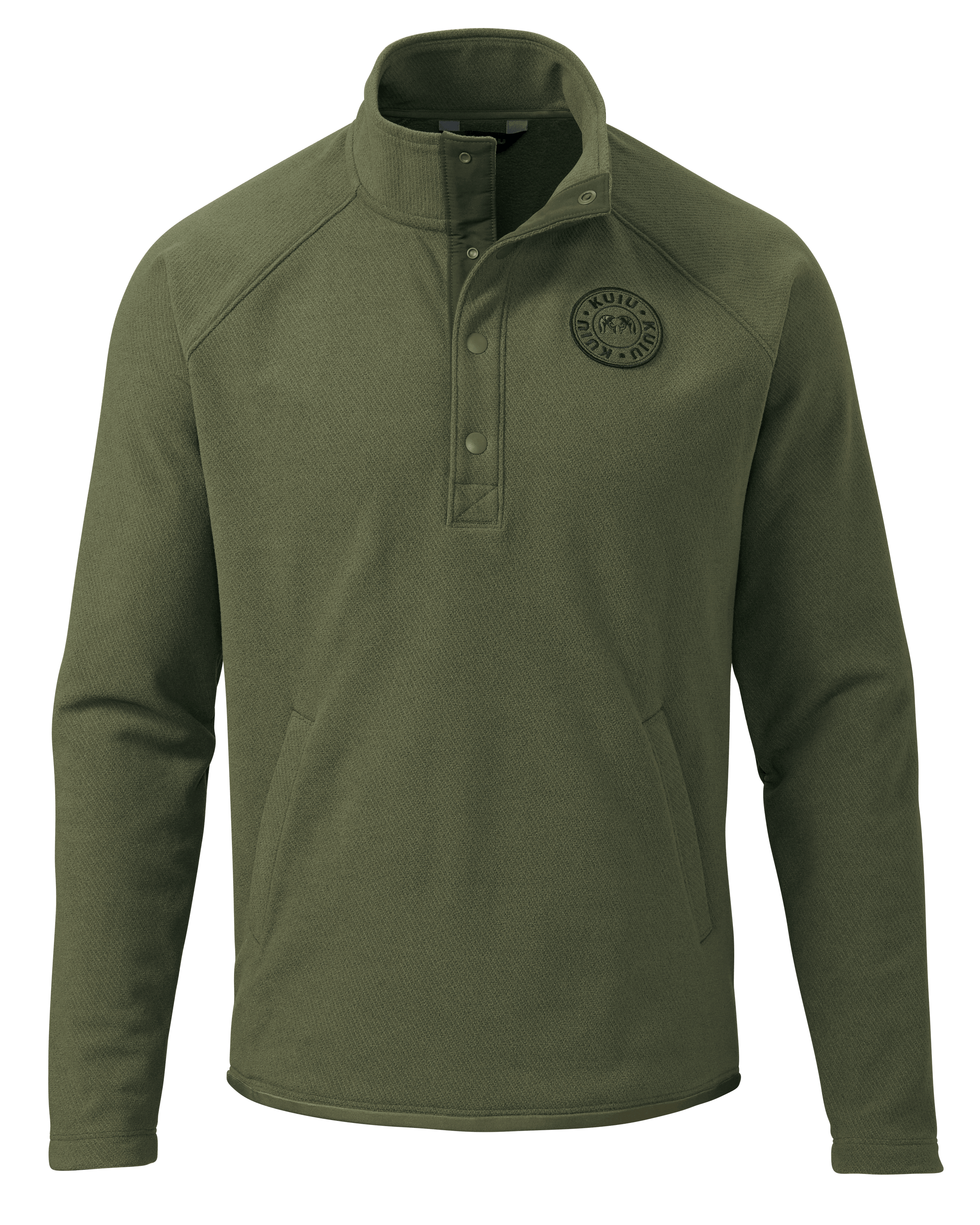 KUIU Cascade Twill Fleece Pullover in Olive | Size Medium