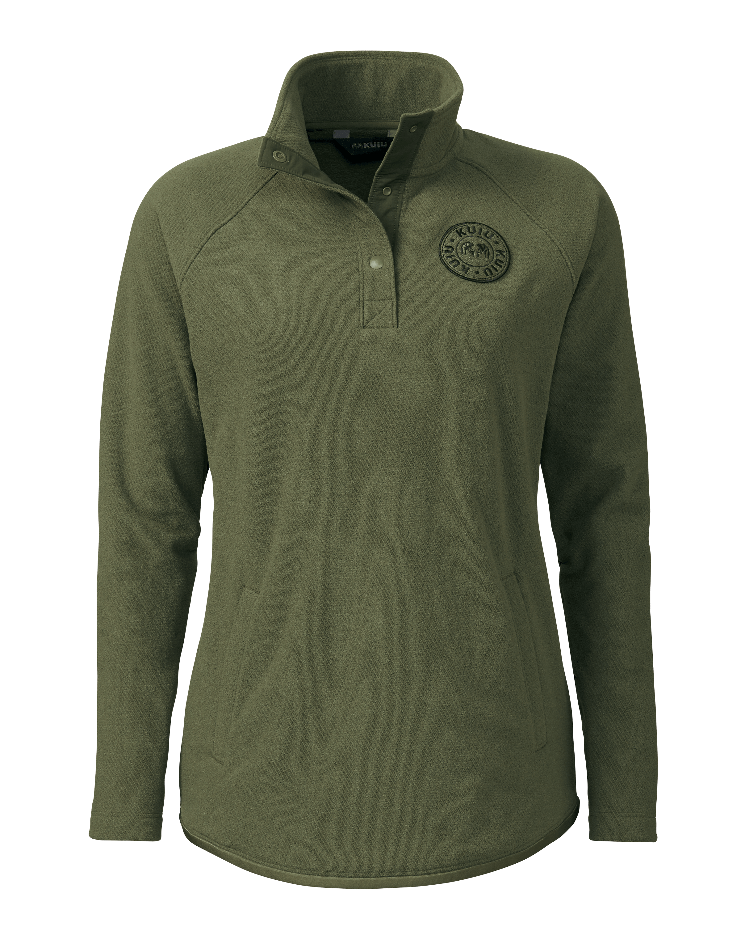 KUIU Women?s Cascade Twill Fleece Pullover in Olive | Large