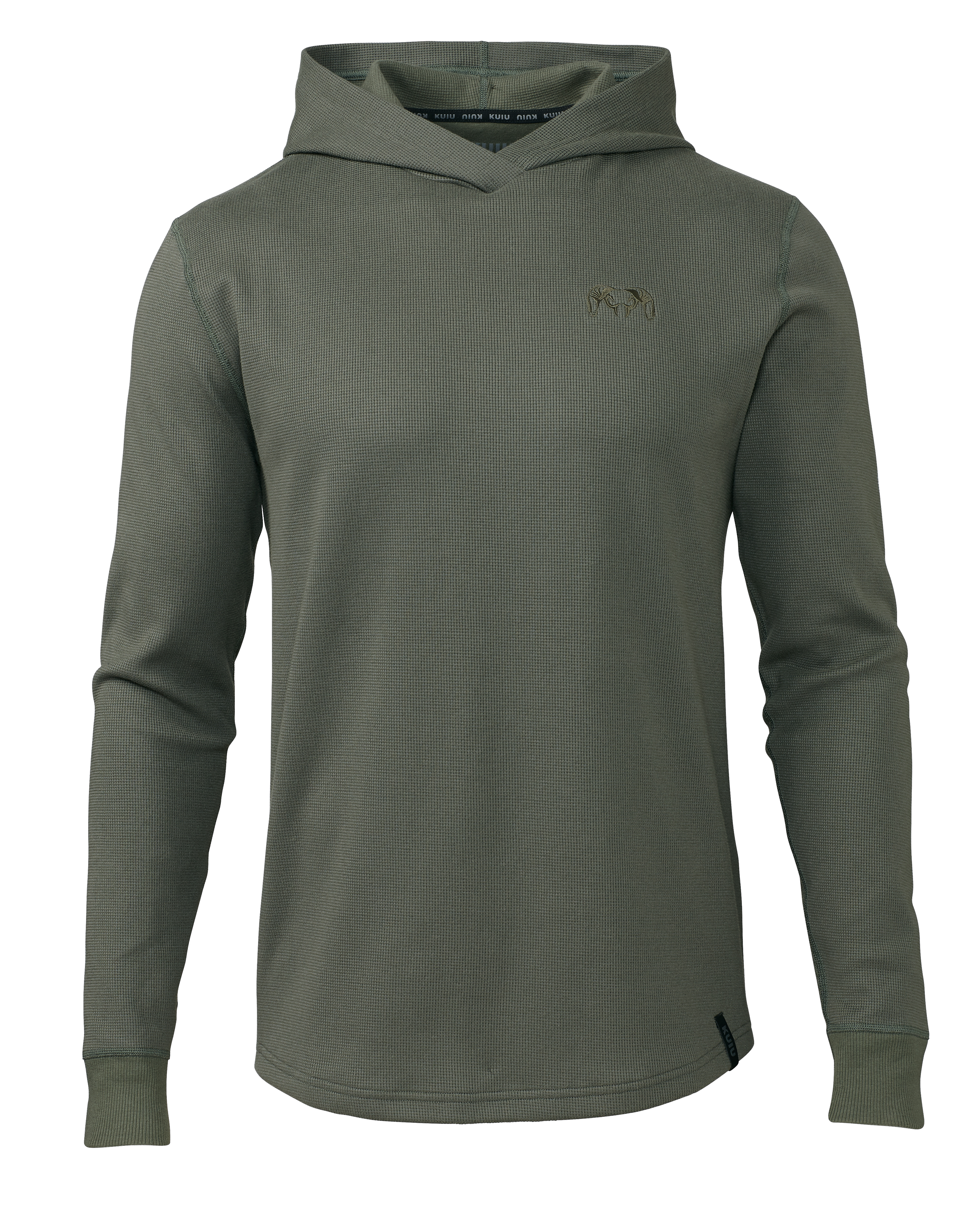 KUIU Outlet Base Camp Waffle Knit Hooded T-Shirt in Olive | Size 3XL