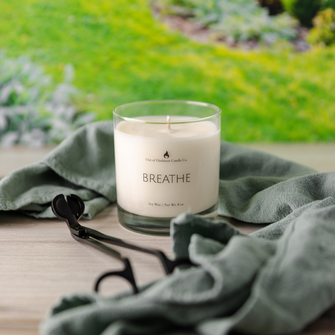 breathe candle in a spring field