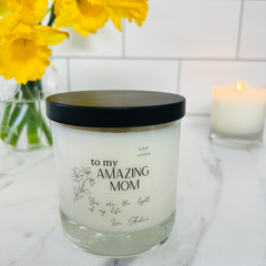 Personalized candle for her, customize scent, recipient and add a heartfelt message to the this beautiful soy wax candle