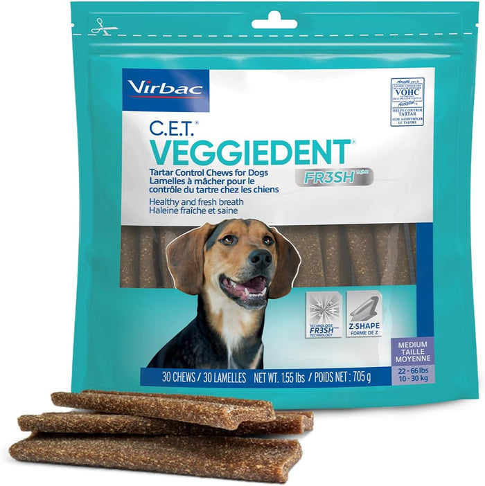 Virbac CET Veggiedent FR3SH Tartar Control Chews for Dogs, Small