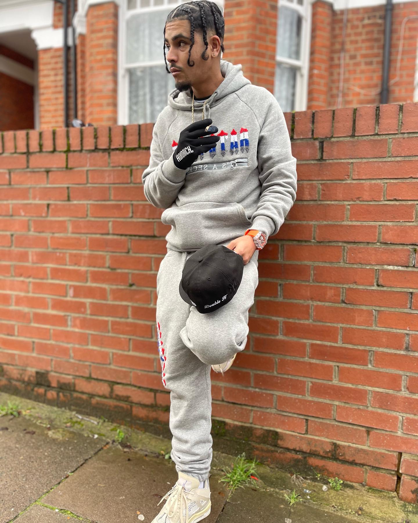 TRAPSTAR CHENILLE DECODED HOODED TRACKSUIT - GREY REVOLUTION