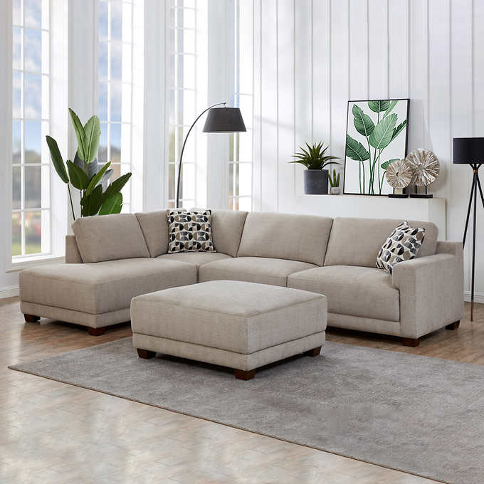 Raylin Fabric Sectional with Ottoman – This n That