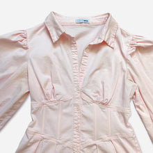 Load image into Gallery viewer, Baby Pink Button Down Corset Shirt Dress
