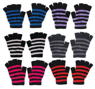 striped fingerless gloves