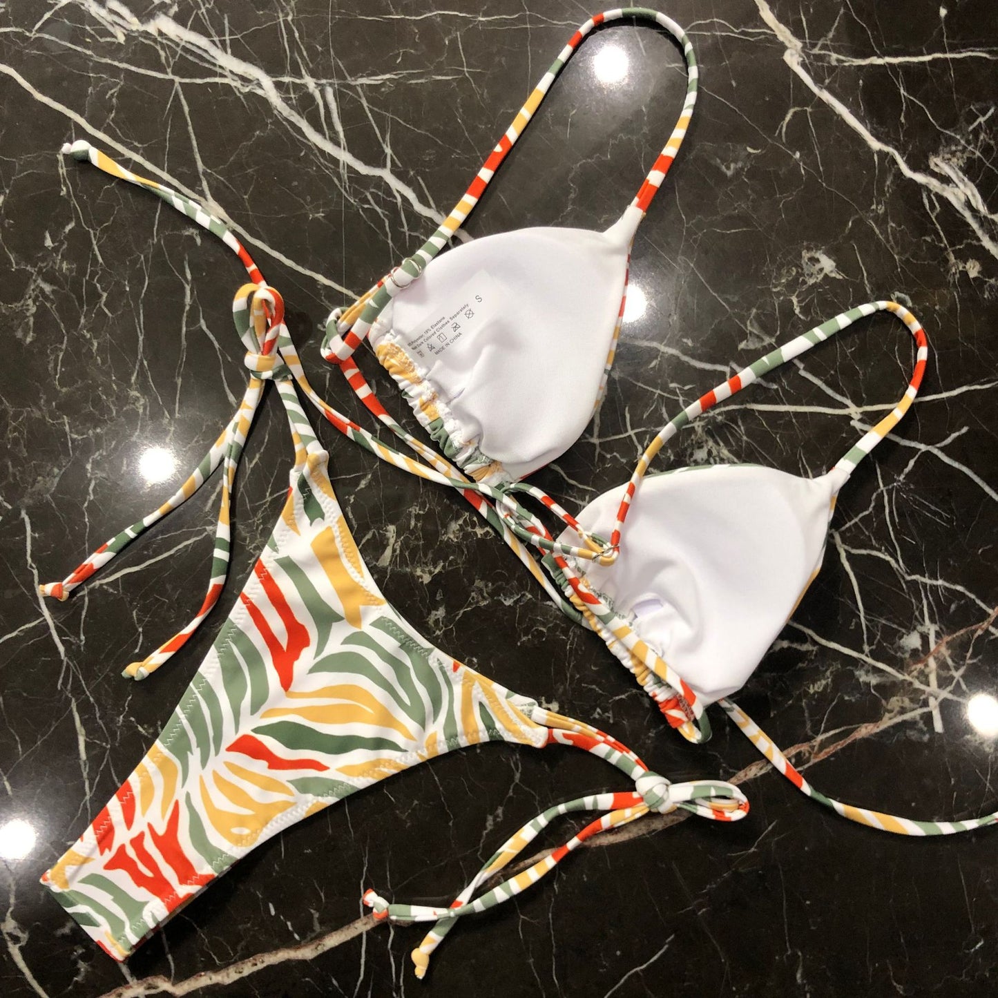 New Bandage Swimsuit Split Printed Swimsuit Women Sexy Triangle Bikini Swimsuit