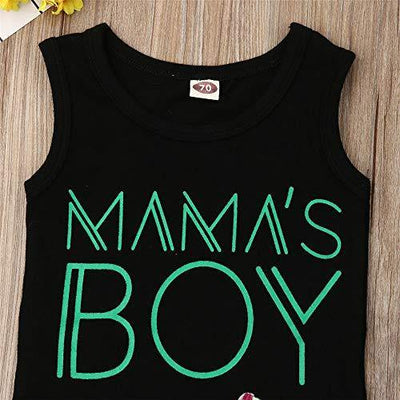 2Pcs Baby Boys Summer Clothing Sets Cute Letters Print Sleeveless Tank Tops T-Shirt+Palm Shorts Outfits (Black Tank Tops+Beach Shorts, 12-18 Months) - Baby Clothes Cool