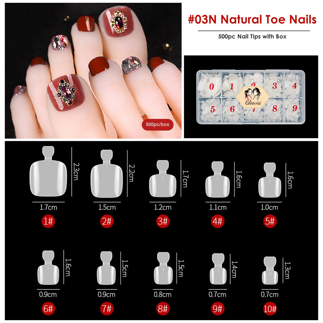 Powdery Toenail|24-piece Acrylic Toe Nail Art Tips Set - Press On Fake Nails  For Women