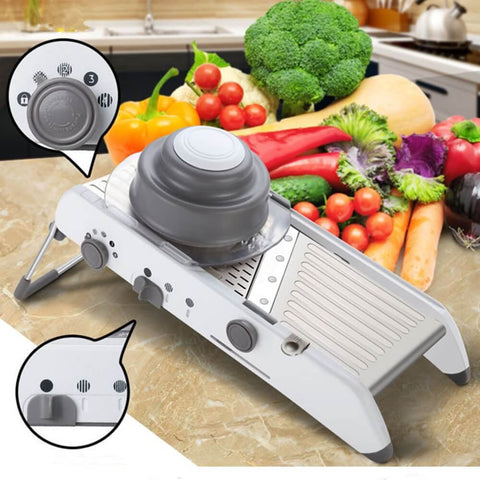 Mandoline Food Slicer with Waffle Fry Cutter, Adjustable Stainless Steel 