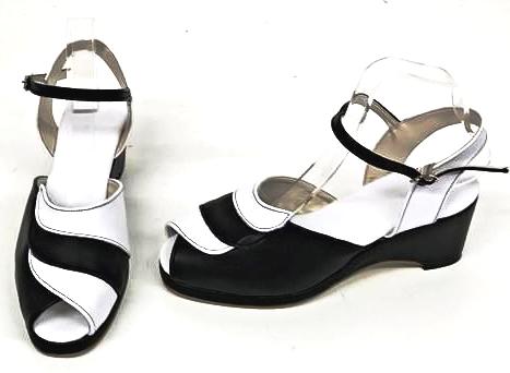 Lauren Black/White Wedge Sandals - IN 