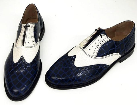 blue and white brogues