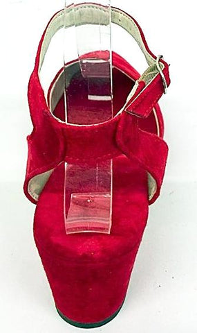Gina Wedge Sandals Red Suede - IN STOCK 