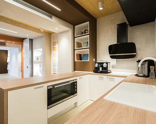Diasen Italy headquarters kitchen with decork