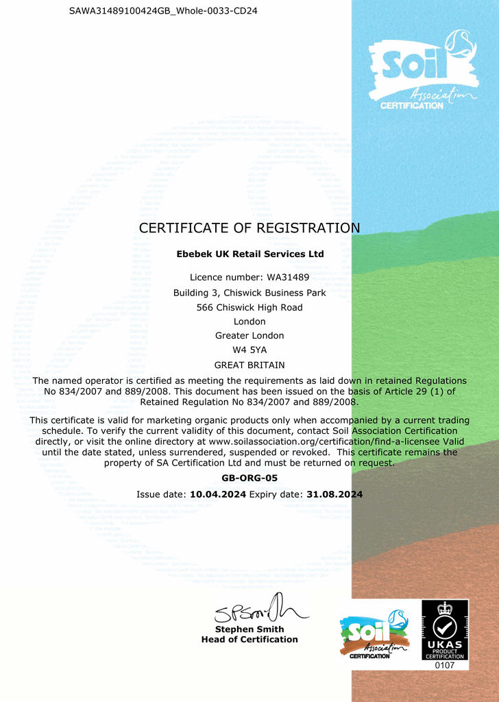 Organic Product Certificate