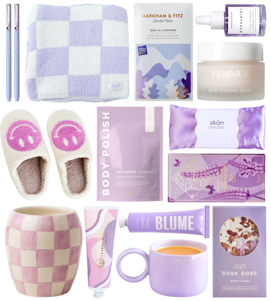 High school graduation gift guide featuring purple products.