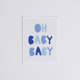 Card with OH BABY BABY in blue