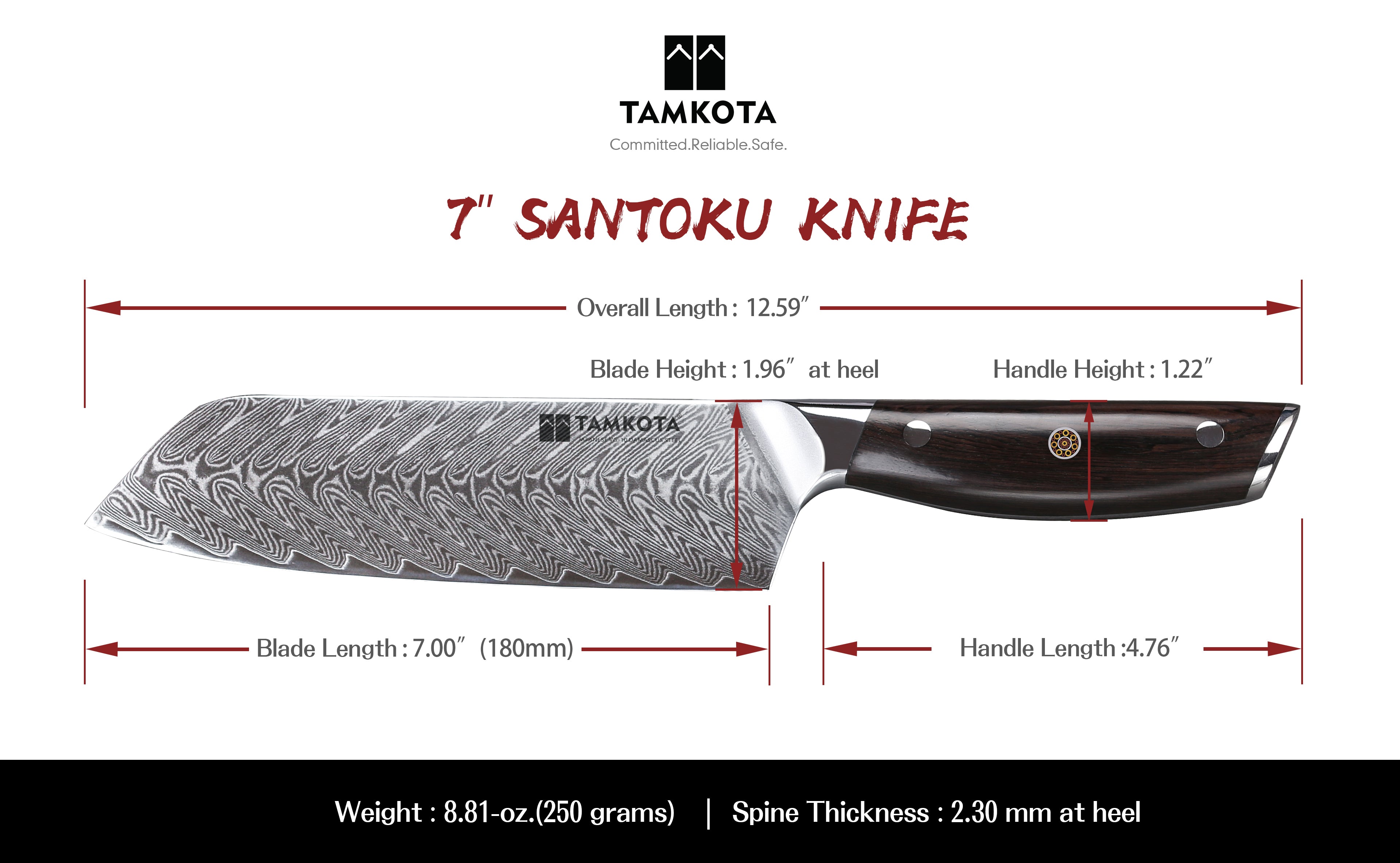 7-inch Damascus Santoku Knife – Kamikoto