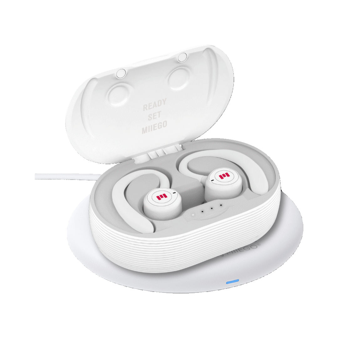 MiiBUDS ACTION II - White + Trådløs Charger 