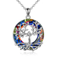 Sterling Silver Tree of Life with Crystal Pendant Necklace