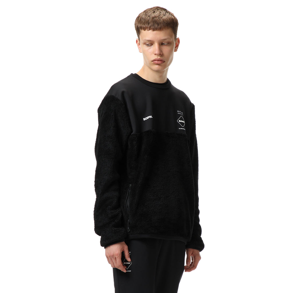 POLARTEC FLEECE HYBRID CREWNECK TOP BLACK