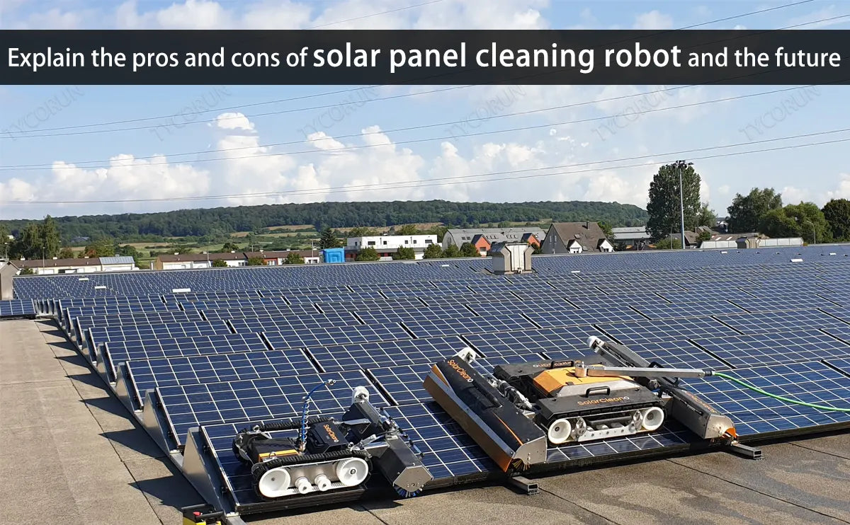 Explain the pros and cons of solar panel cleaning robot and the future