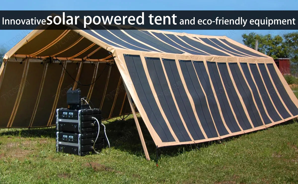 Innovative solar powered tent and eco-friendly equipment