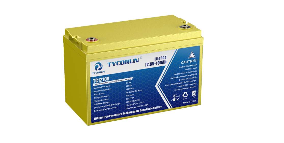 Smart Bluetooth 12V 100Ah Lithium Deep Cycle Battery-Tycorun Batteries