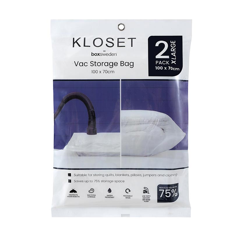 O KLOSET p boxsweden Y PACK X Vac Storage Bag estsiel 100 x 70cm W uitable for storing il blankets,pilows,jumpers and clothd B Soves up o 7% storage space aw 6 o A 