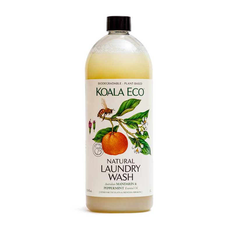 Image of Koala Eco Laundry Liquid 1L - Mandarin & Peppermint  - BODEGRADABLE - PLANT-BASED. KOALA ECO @ NATURAL 