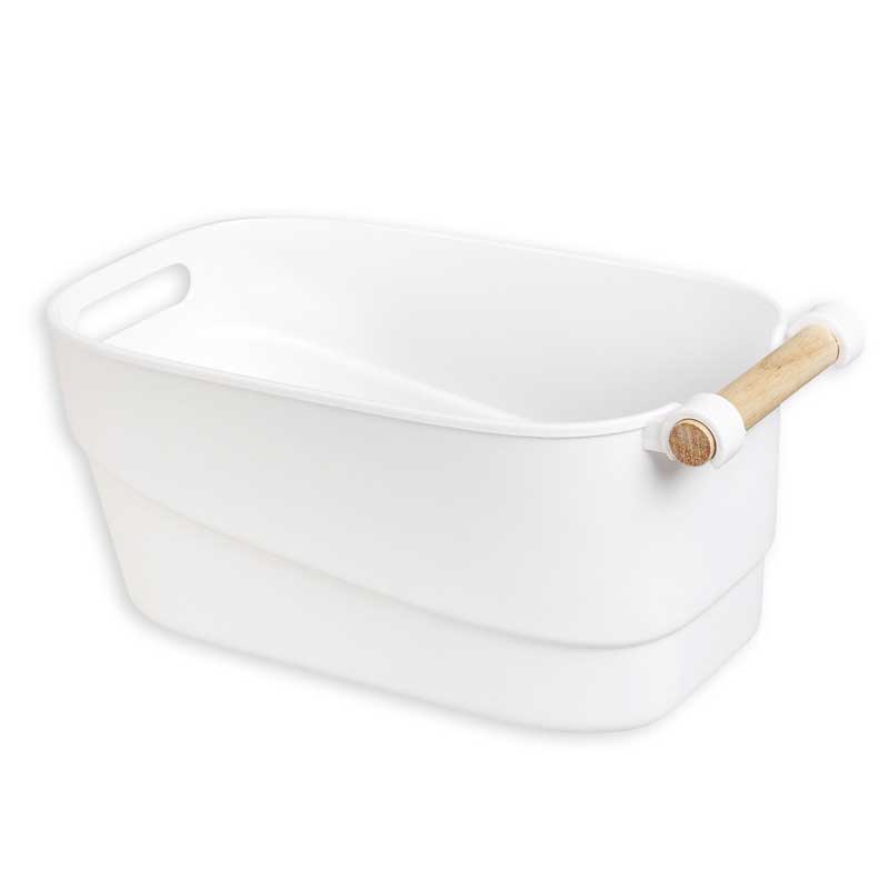 Image of Plastic Storage Tub with Wooden Handle - Large