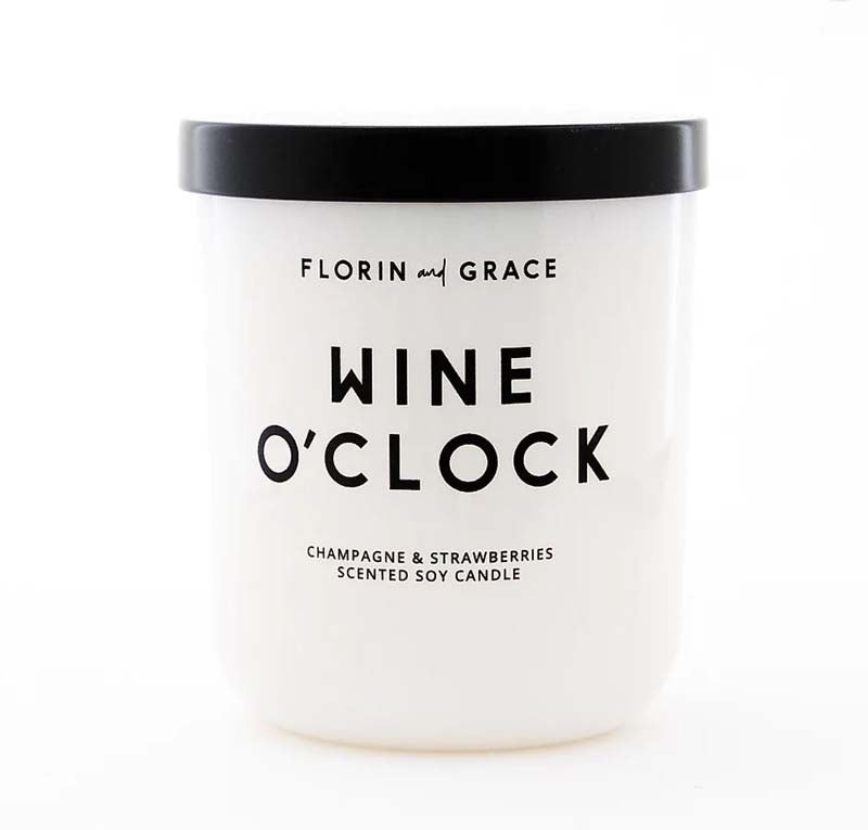 FLORIN GRACE WINE O'CLOCK CHAMPAGNE STRAWBERRIES SCENTED SOY CANDLE 