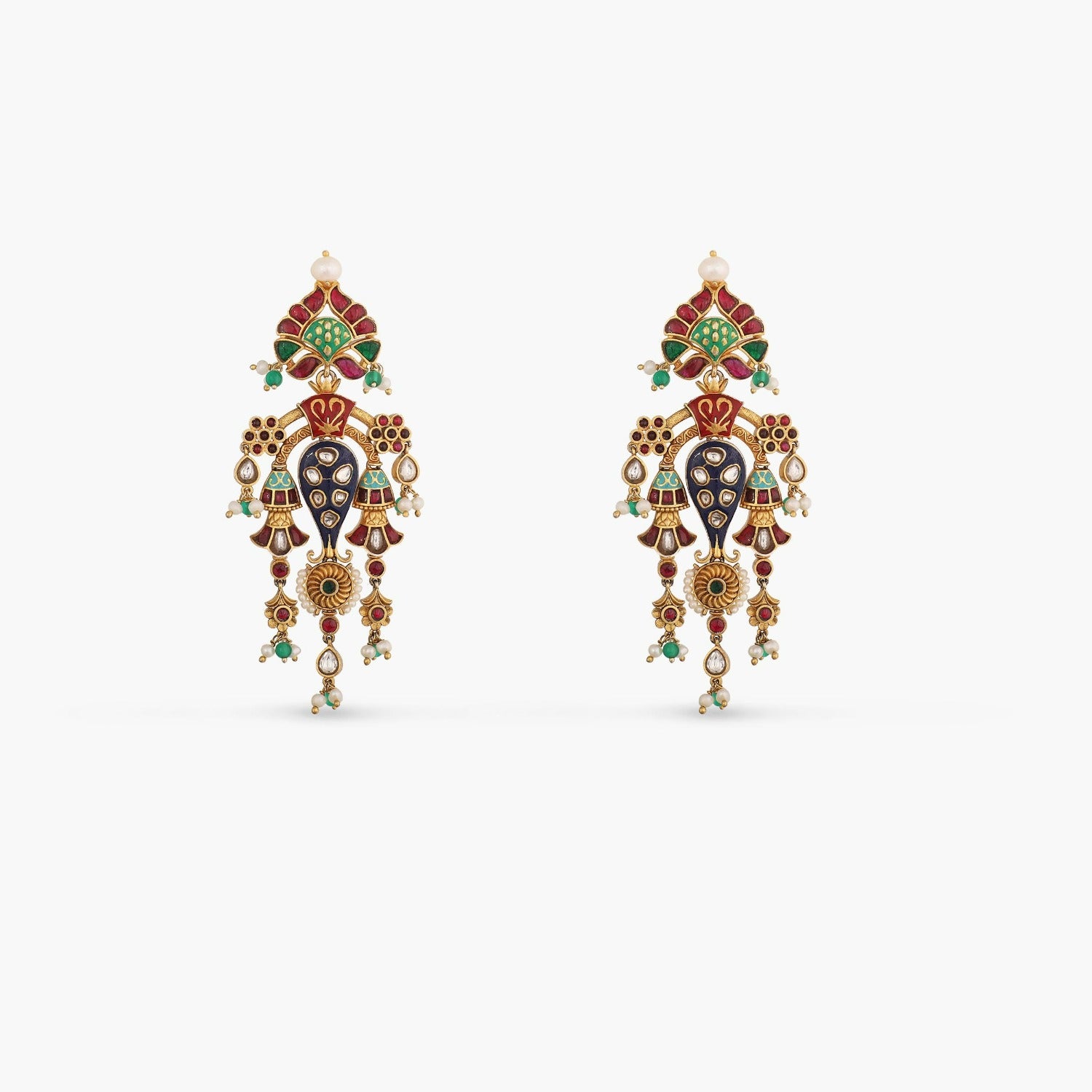 Akansha Modern Kempu Jadau Statement Drop Earrings - Paksha product image