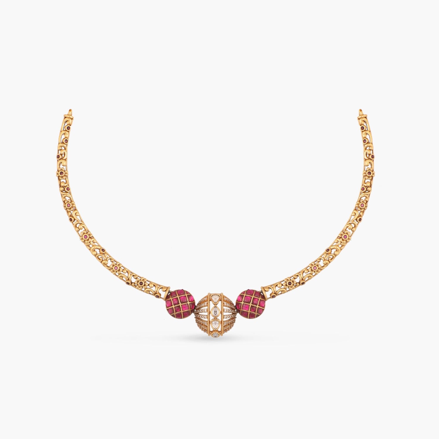 Round Kempu Jadau Antique Hasli Necklace - Paksha product image