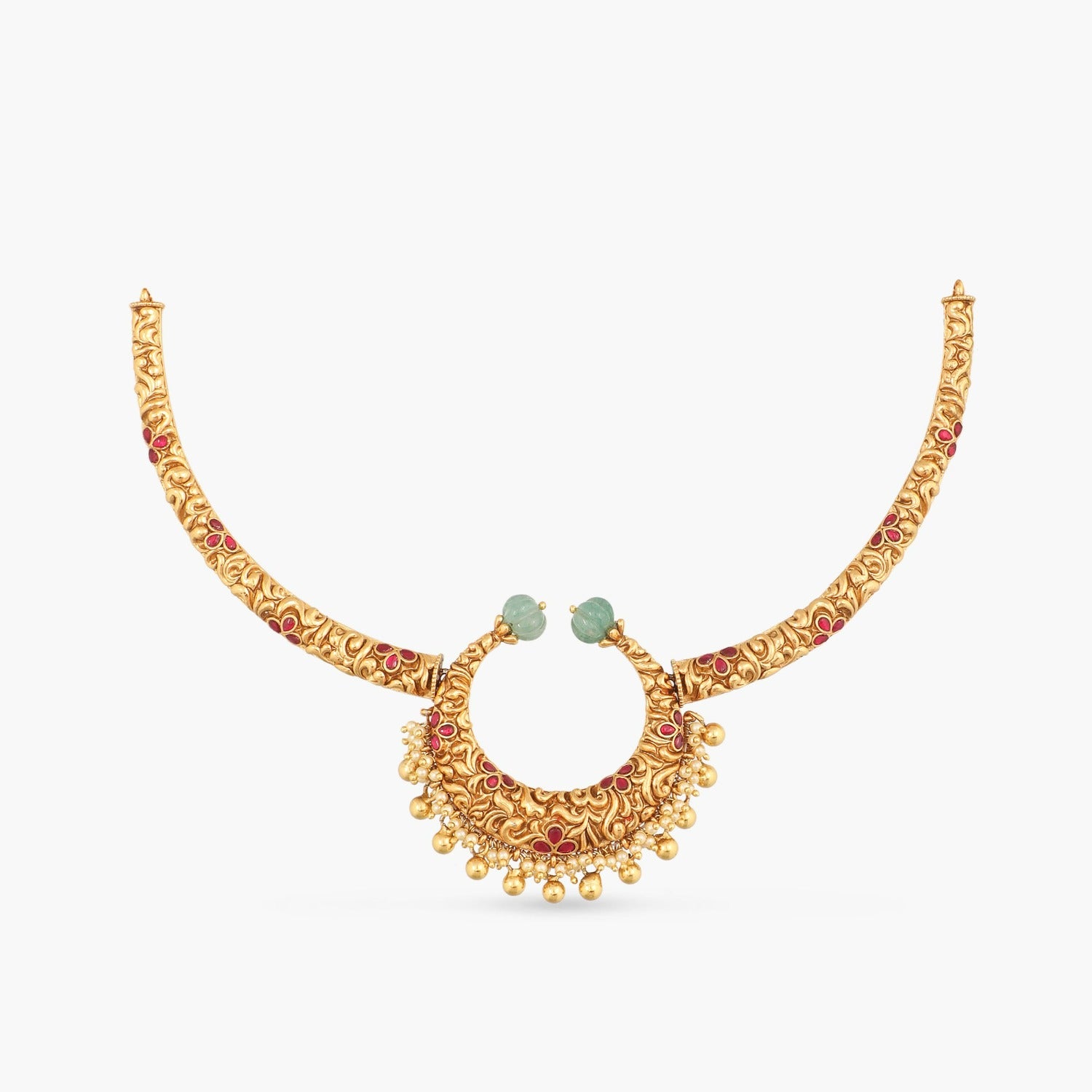 Matsya Pearl String Floral Silver Necklace