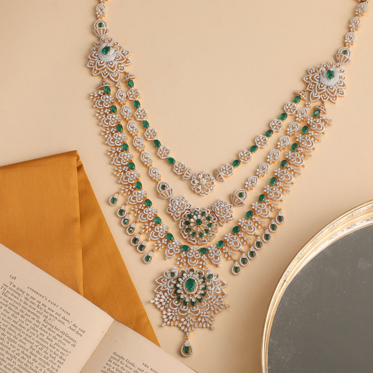 Discover Advaya Grand CZ Silver Long Necklace Set | Paksha
