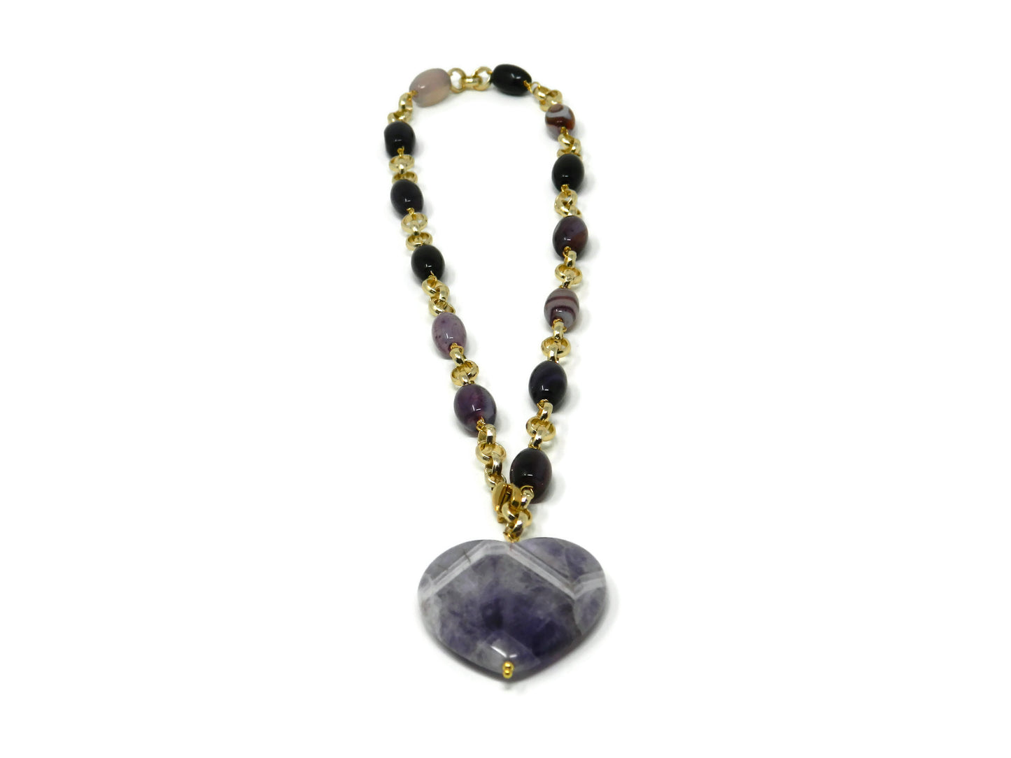 Choker Necklace with Purple Amethyst Heart