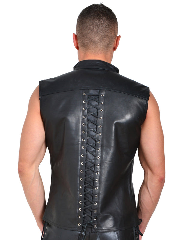 Leather Men's Tops  Slayer Men's Corset Vest Extra Large,SPL1046SPL1046 –  Skin Two UK