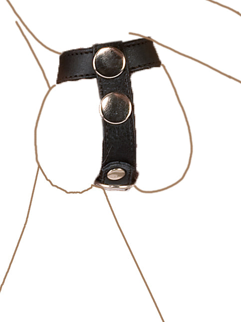 Leather Testicle Stretcher with Chains & Clip for Weights